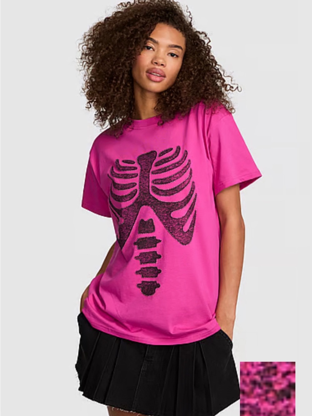PINK Victoria's Secret Magenta Ribcage Graphic Long Sleeve Tee